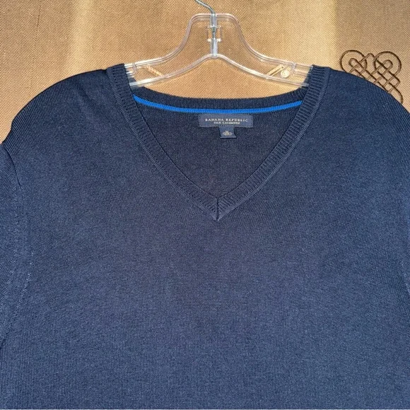 Banana Republic Mens Navy Blue Silk Cashmere V-Neck Sweater Size M - Picture 9 of 15